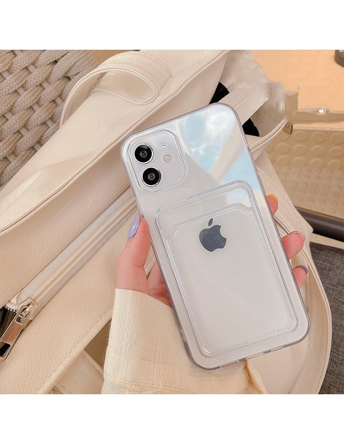 r iPhone Case Cover Soft Silicone Wallet Card Holder